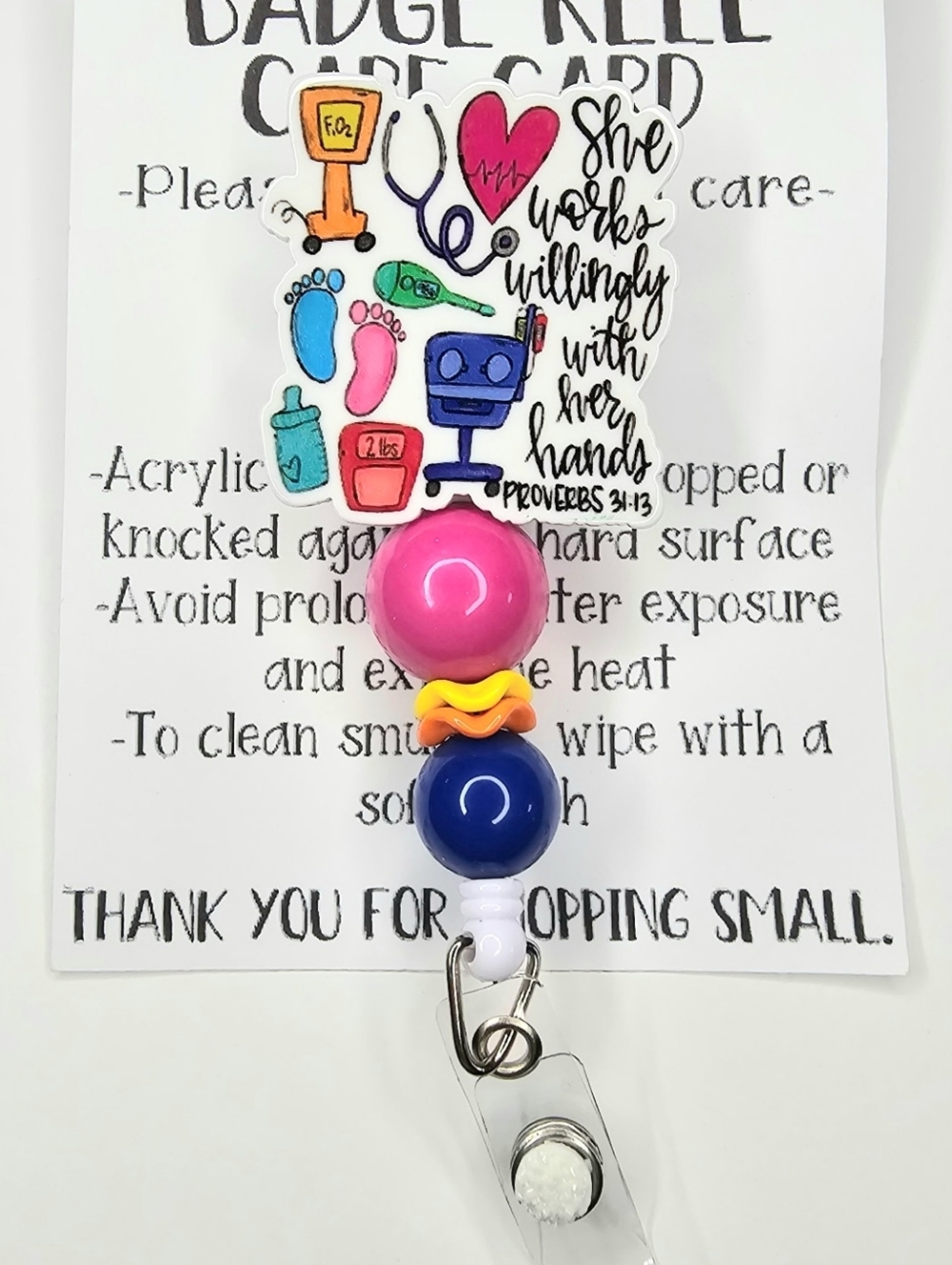 Hand Crafted Colorful Inspational Badge Reel